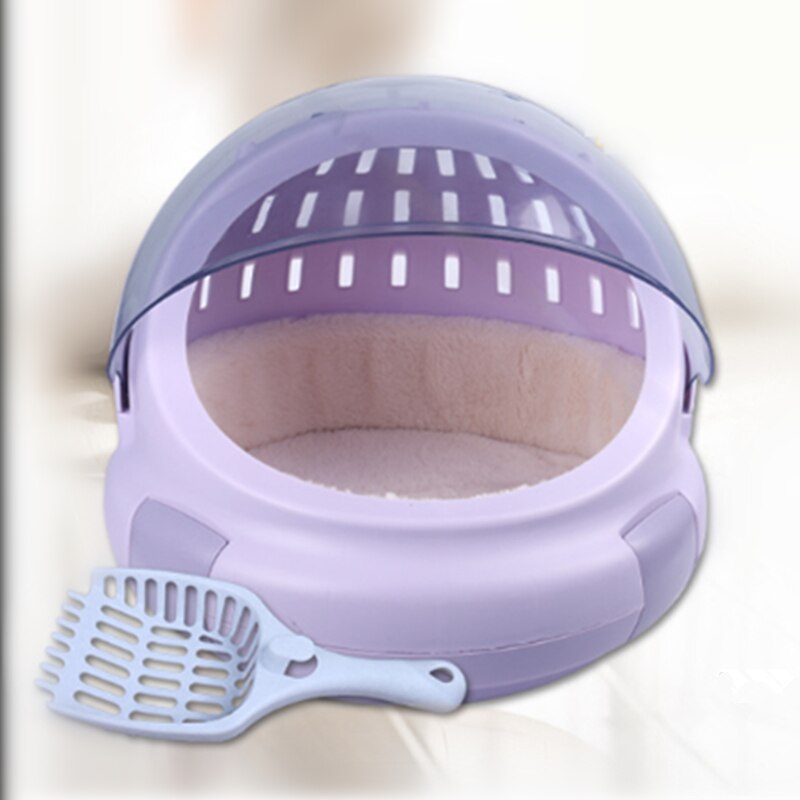 Car Large Cat Litter Box Space Capsule Cat Bed Portable Transparent Detachable Cat Supplies with Pet Plastic Scoop 3 Colors