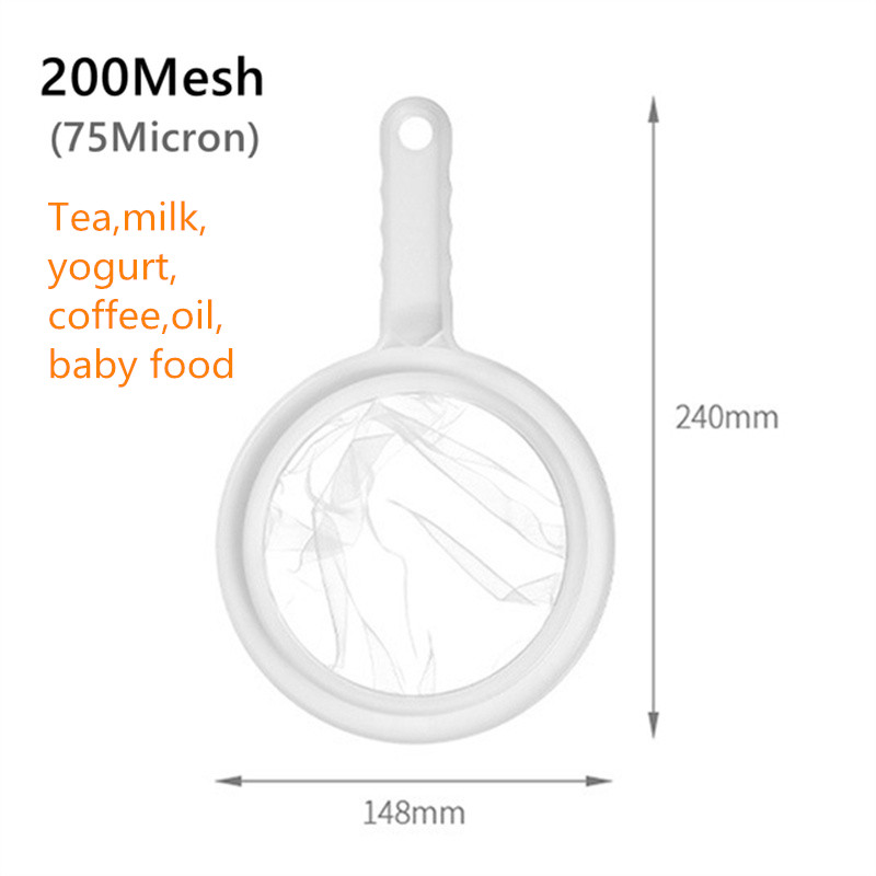Colador de malla de nailon para cocina, alimentos y yogur, colador de malla de plástico con asa para filtrar jugo, leche, café de soja, miel: Gris