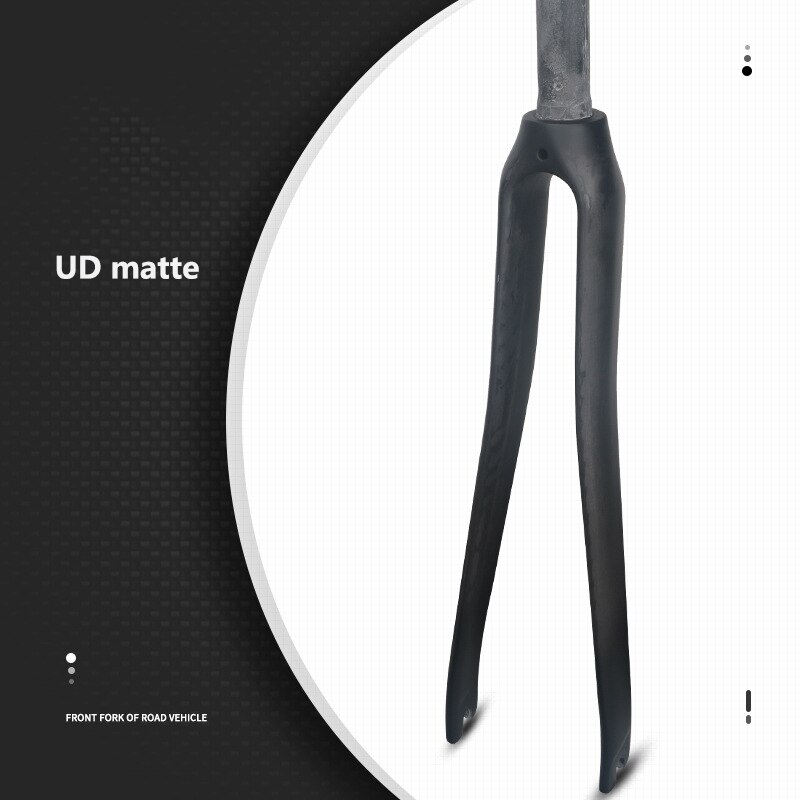 TOSEEK-horquilla de bicicleta de carretera de fibra de carbono 700C, horquilla rígida de freno en V, 3k/UD/12K, horquilla delantera de carbono mate/brillante, peso 365 +/-30g: black UD matte
