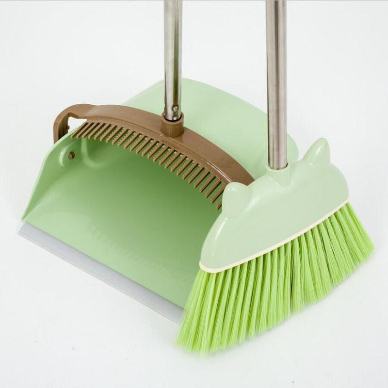 2- i -1 kosteserviettsæt europæisk minimalistisk fejemaskine praktisk blødt hår kost støv multifunktions støvsuger rengøringsværktøj: Grøn kost