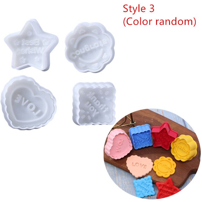 4 stk/set 3D Plunger Cookie Stempel Halloween Kerst Cookie Cutter Bakvorm Baby Plastic Reliëf Cookie Cutter Fondant Cutter: Style 3