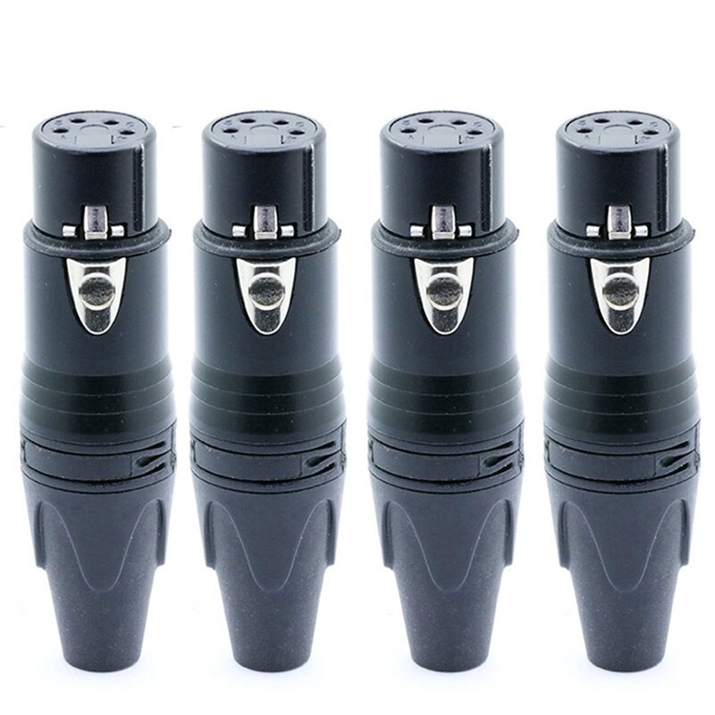 Connecteur de câble de micro XLR mâle à 4 broches, nickelé, 4 pôles, noir, , 10 pièces/lot: Femalex10