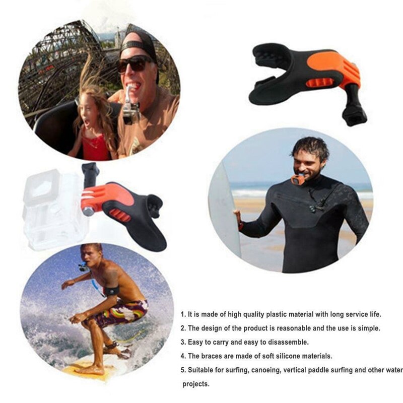 Dents accolades support bouche support avec flotteur pour GoPro Hero SJCAM surf plongée Ski caméra accessoires