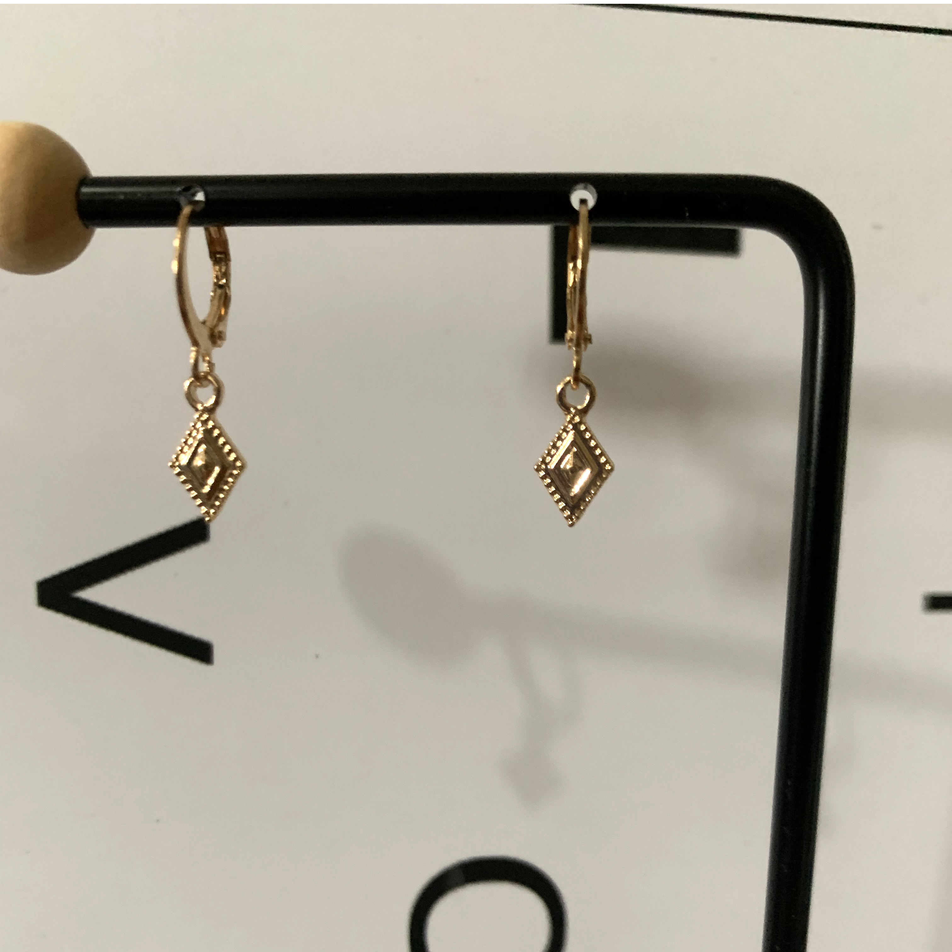 WTLTC-pendientes de aro con abalorios de rombo para mujer, aretes pequeños, geométricos, minimalistas