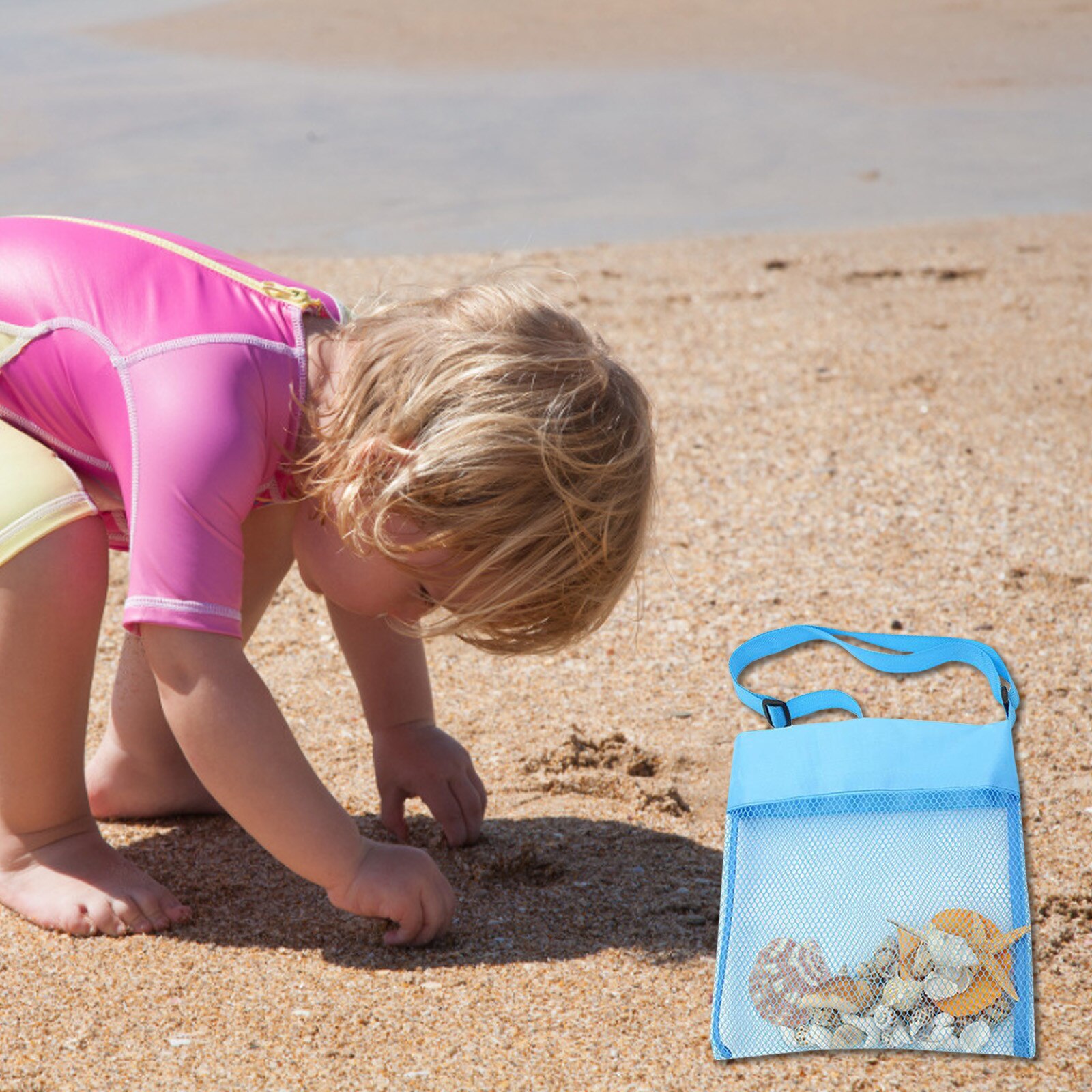 25 # verano bolsa de red de almacenaje portátil chico s arena Shellcollection bolsa de playa niños arena bolsas para almacenamiento de juguetes Honda chico bolso bolsa