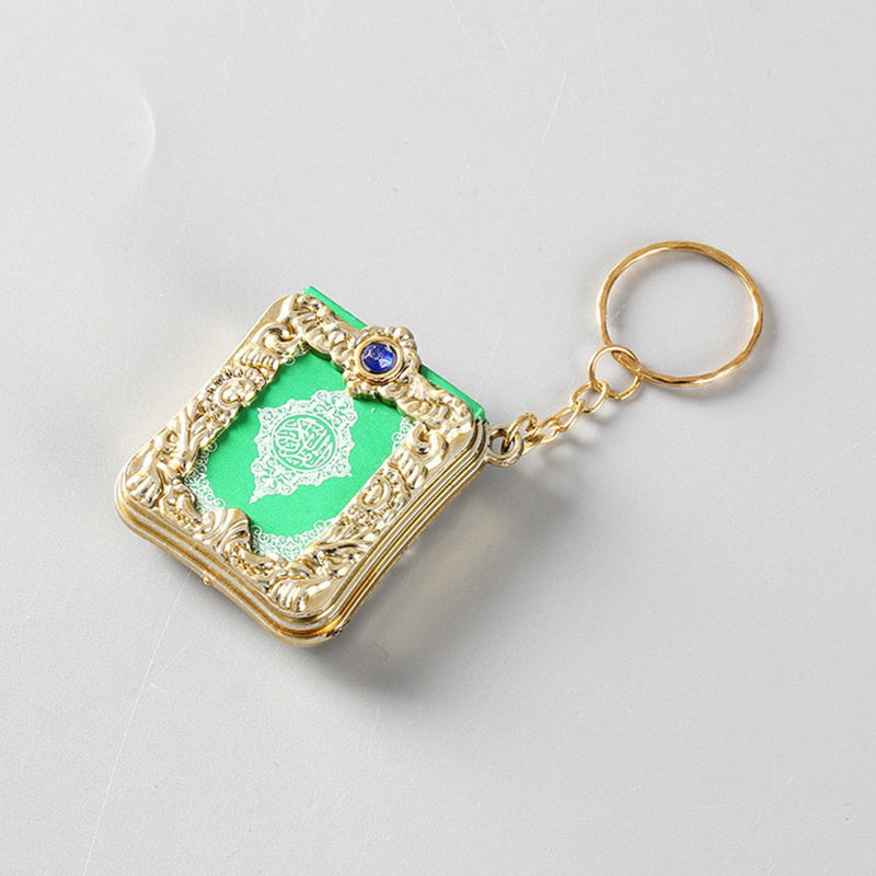 1 stks hars islamitische mini ark koran boek sleutelhanger moslim echt papier kan lezen hanger sleutelhanger sleutelhanger religieuze sieraden porte clé