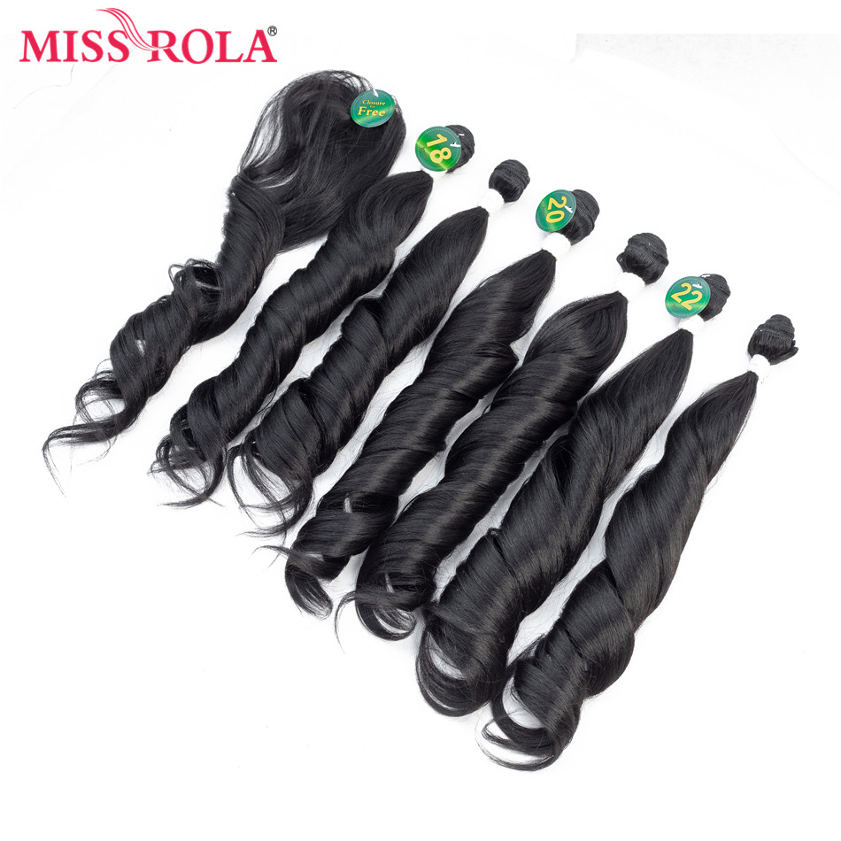 Miss Rola – Extensions capillaires synthétiques ondulées ombrées, 6 pièces par paquet, tissage sans fermeture, T1B/27 18-22 pouces