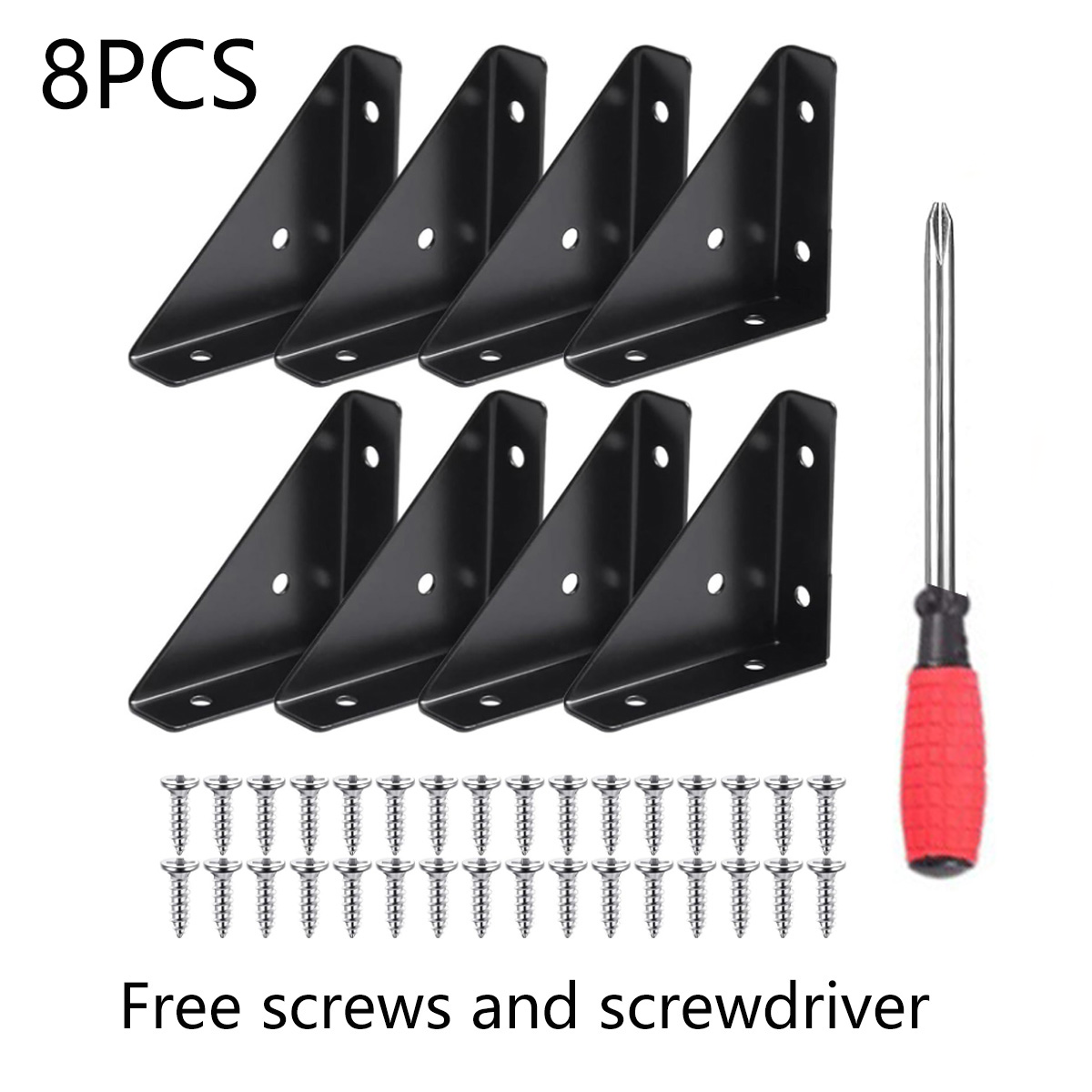 4/8/12/16Pcs Iron Corner Bracket Thickened Wall Fixed Bracket Support Frame Angle Corner Brackets For Shelves: Silver