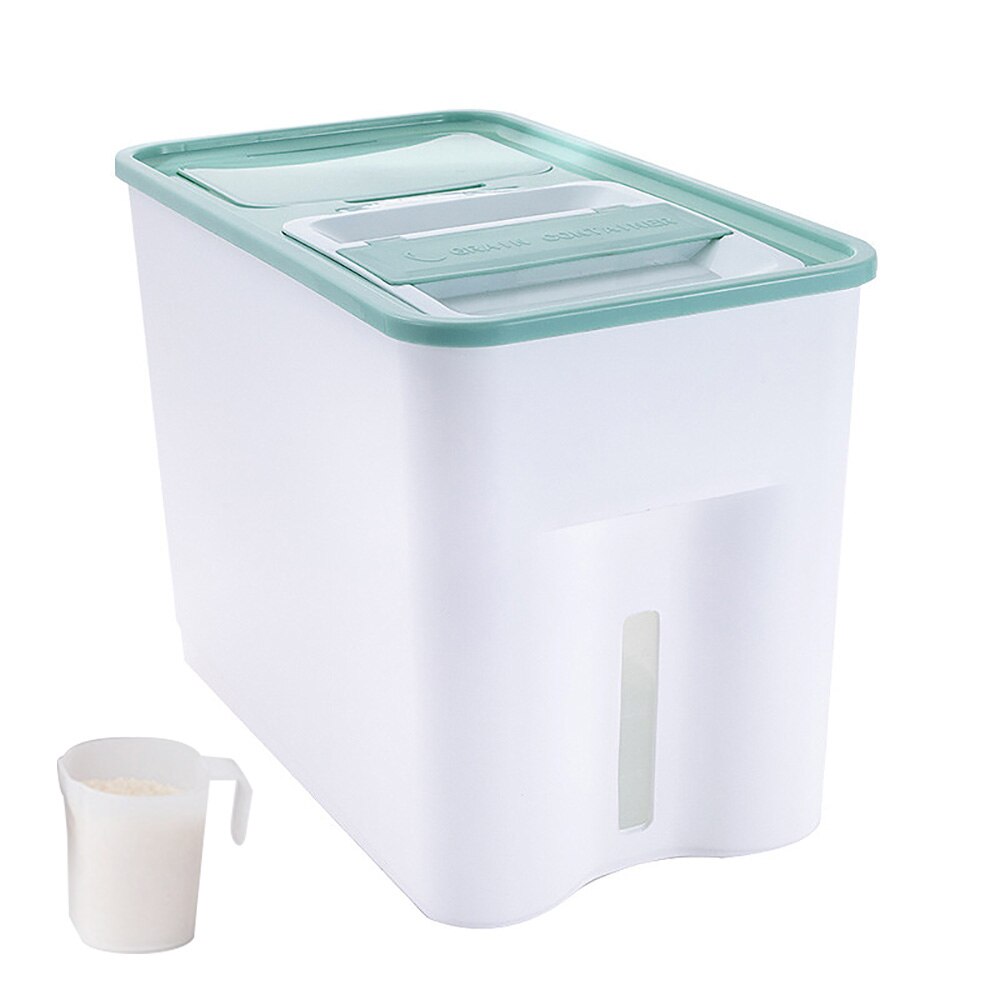 Plastikowy dyspenser płatków zbożowych zestaw 25Kg schowek robić kuchni robić jedzenia dozownik ziarna ryżu organizator ziarna puszki robić przechowywania słoiki robić magazynowania: duży zielony