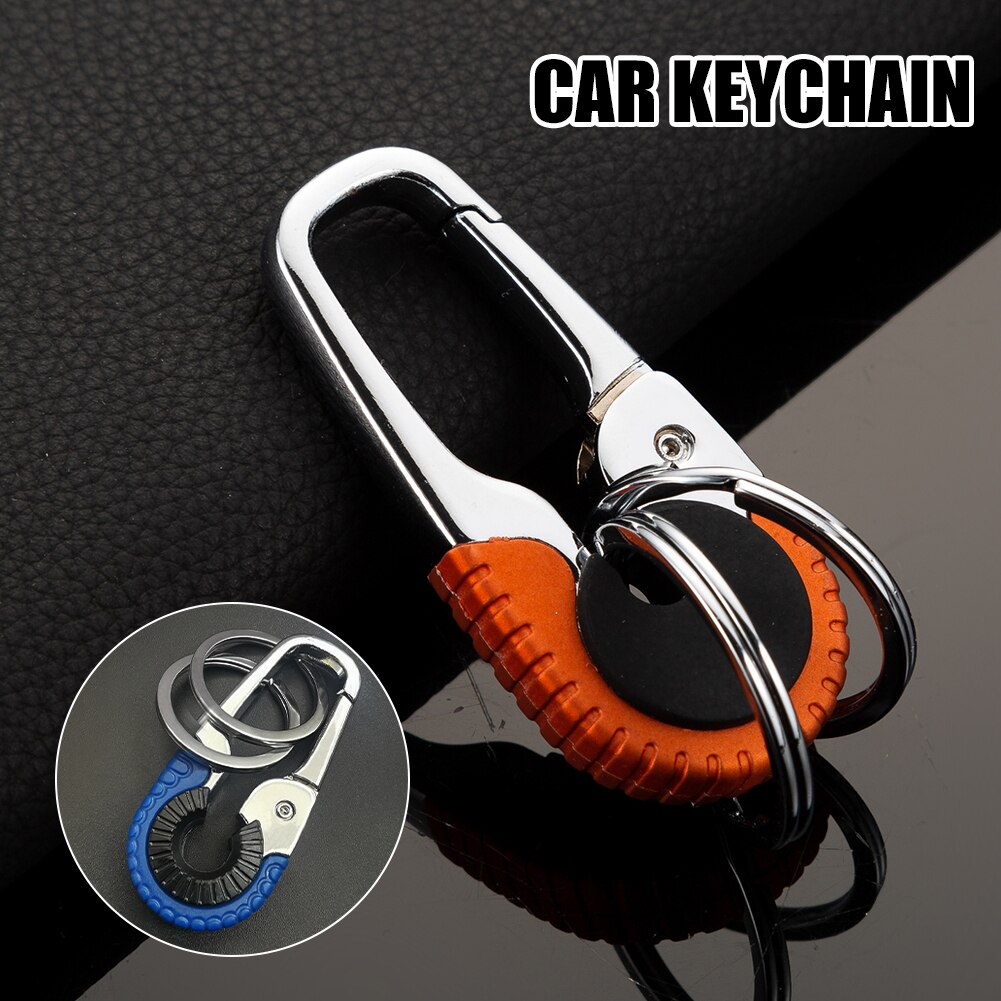 Durable Keychain Hook Stainless Steel Buckle Outdoor Carabiner Climbing Tool Double Ring Car Fishing Keyring Car Accessories