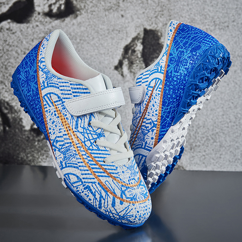 Børnepiger børnefodboldstøvler tf/fg herrefodboldstøvler træningssko drenge sneakers udendørs sportssko slidstærke: Blå / 37