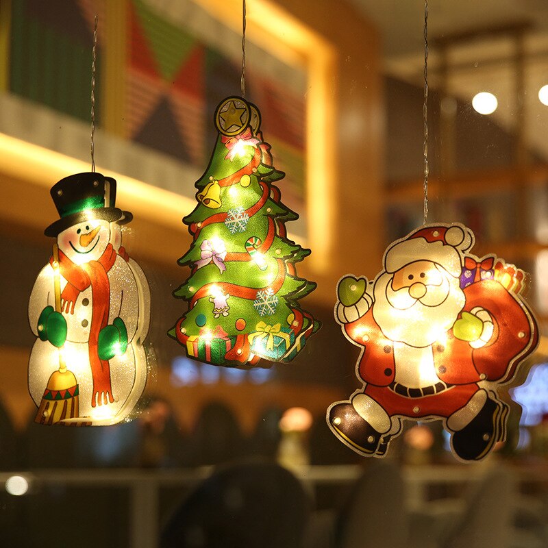 Kerst kerstman led verlichting zuignap raam kerstboom hangende verlichting festival raam decoratieve eland verlichting