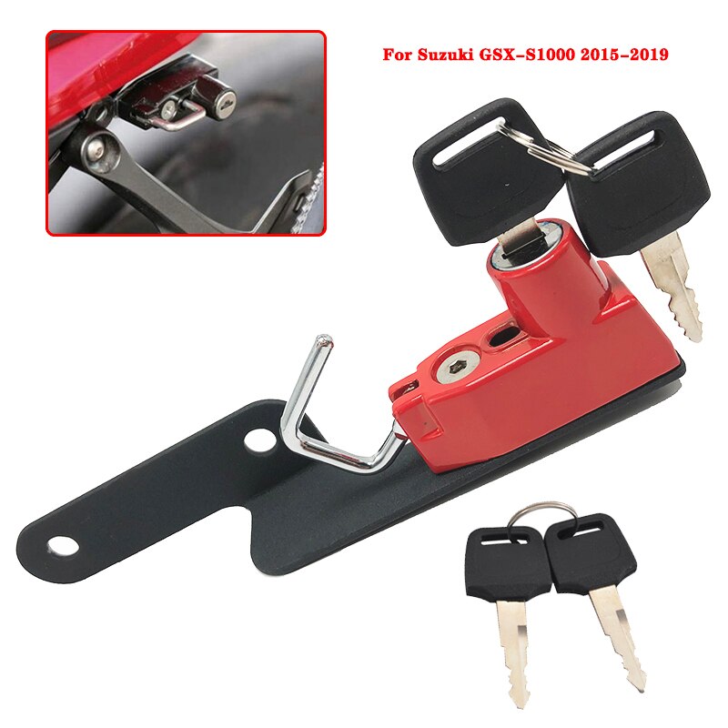 Trava lateral para capacete de motocicleta, gancho antirroubo com 2 teclas, para suzuki email gsxs1000 2015 2016 2017 2018 2019