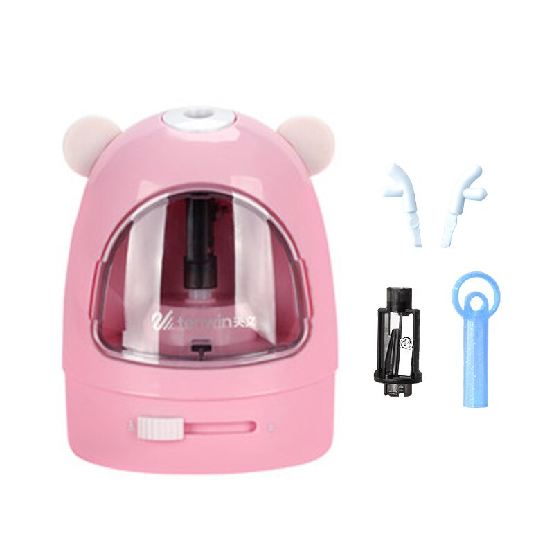 Tenwin-sacapuntas eléctrico multifunción, sacapuntas automático, sacapuntas de dibujos animados, papelería, suministros escolares: 8017-full-pink
