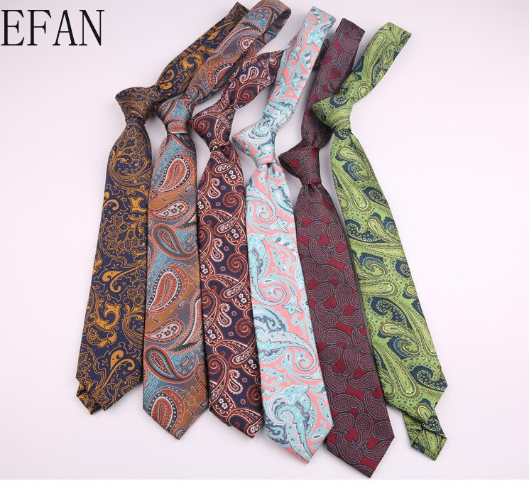 7cm cravates décontracté pour hommes Cravate maigre Polyester Vintage cajou fleur Cravate affaires chemise mince accessoires Cravate