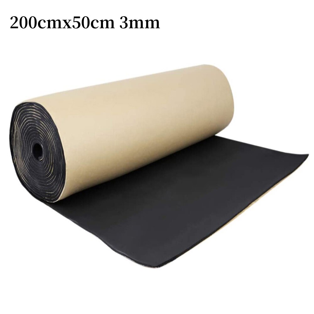 Alfombrilla amortiguadora de sonido para coche, aislamiento del capó a prueba de ruido, cortafuegos del motor, pegatina de algodón de espuma térmica: 200cmx50cm 3mm