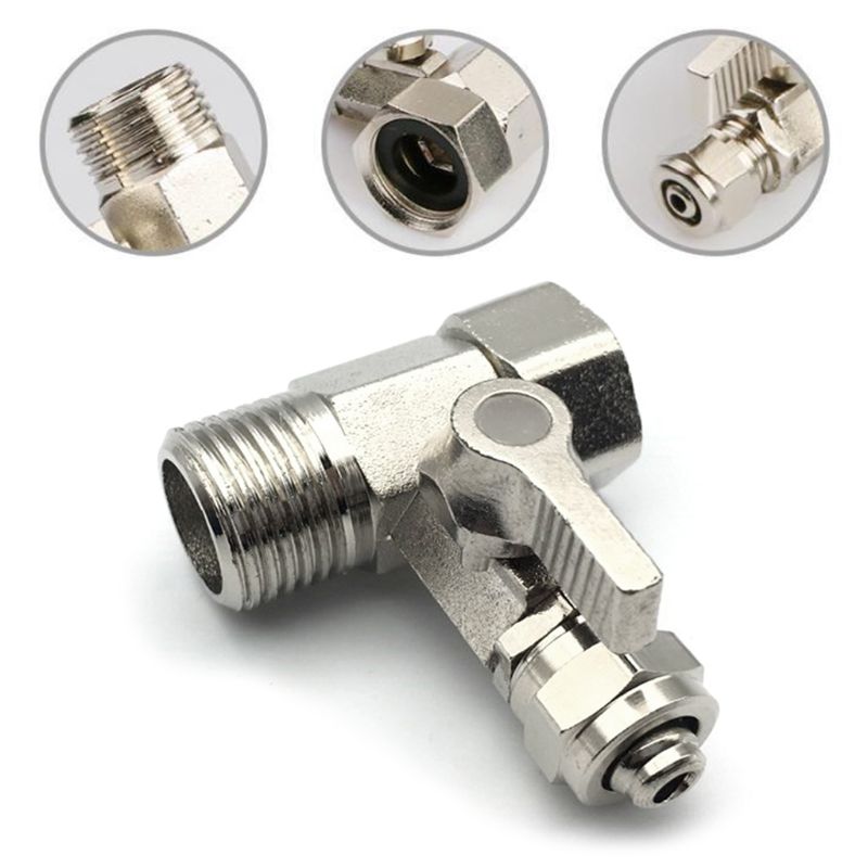 Metal 1/2'' to 1/4'' Tee Adapter Valve Water Adapter with Shut-off Ball Tee Valve Tap Tee Connector Home Valve Repair Parts