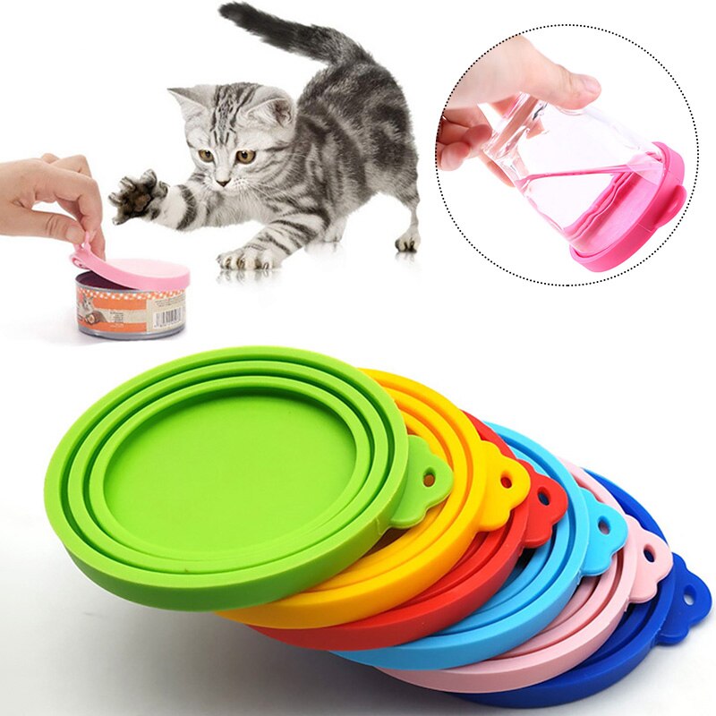 Tapa de silicona reutilizable para almacenamiento de comida, sellada, para cachorros, perros y gatos, suministros de salud para mascotas