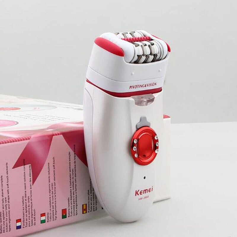 Kemei elektrisch apparaat voor ontharing van dames, km -2668 scheerapparaat 1 2 in oplaadbaar elektrisch scheerapparaat voor lichaamshaar van dames: Rood