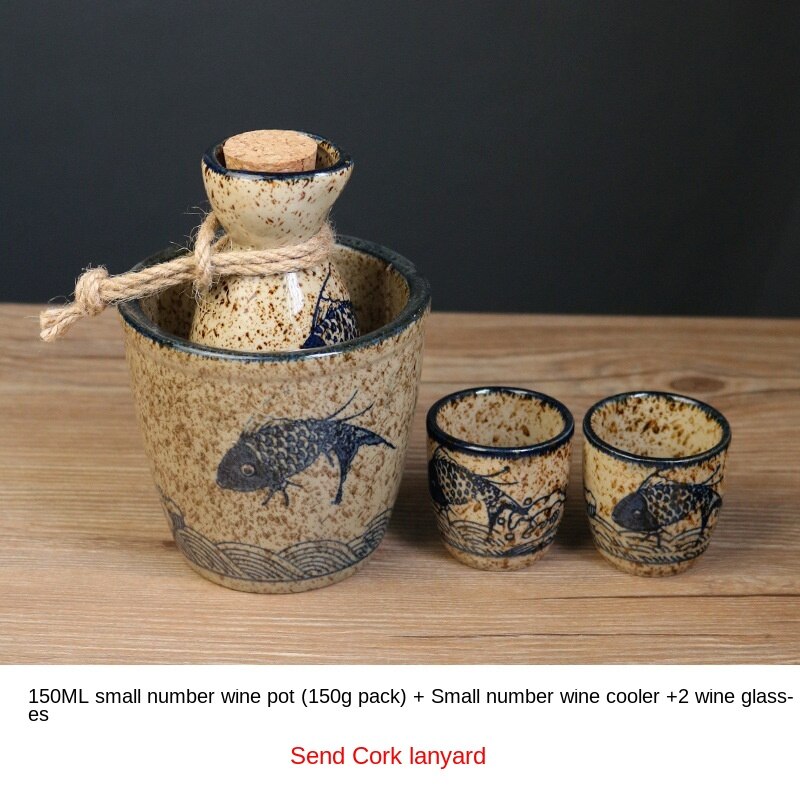 Sake japonés Baijiu, licor, copa de vino doméstica, olla fría de cerámica, copa de vino tradicional.: 4PC