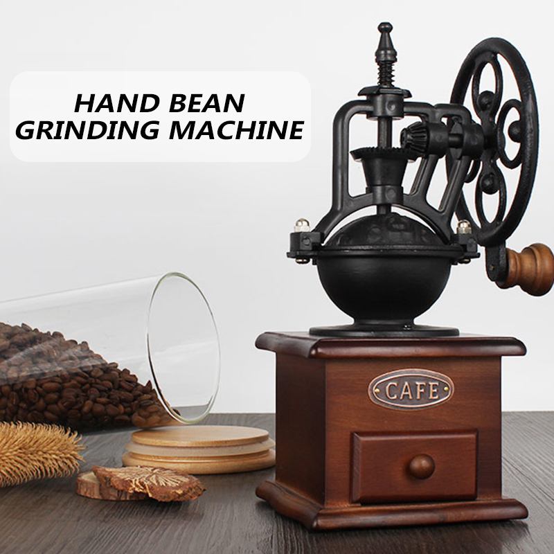 Retrostil burr kaffekvarn manuell hand kaffebryggare majs kvarn hand-vev rulle kaffekvarn kaffeverktyg