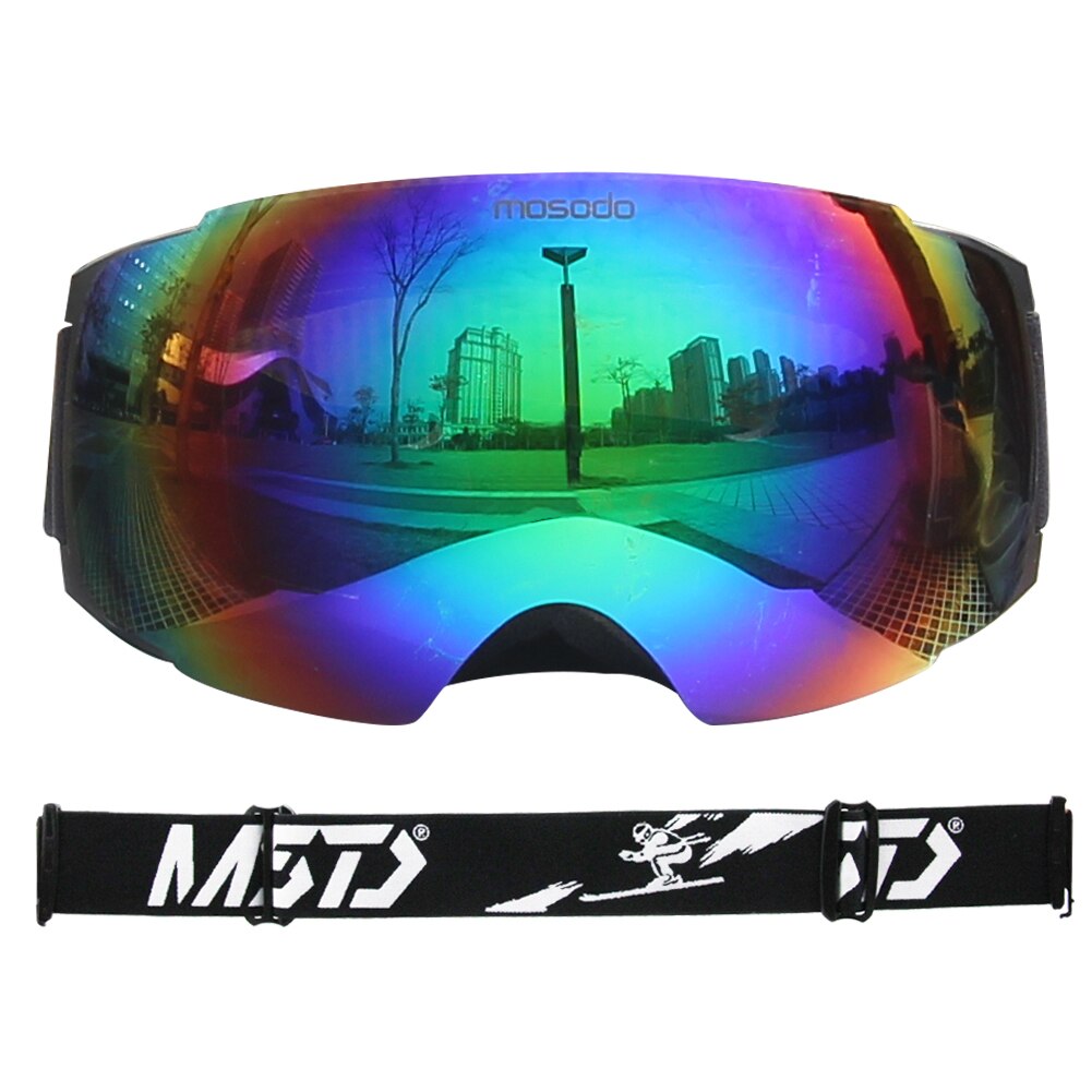 Mosodo Magnet Ski Goggles Men Women Snowboard Anti-Fog Skiing Snow Large Spherical Winter Ski Glasses: green ski goggles