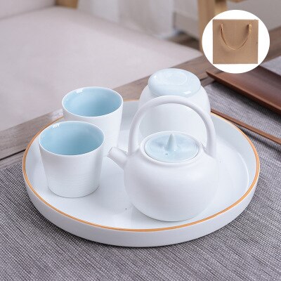 Portable Travel Tea Set Ceramic Tea Set Box One Pot Four Cups High-end: y