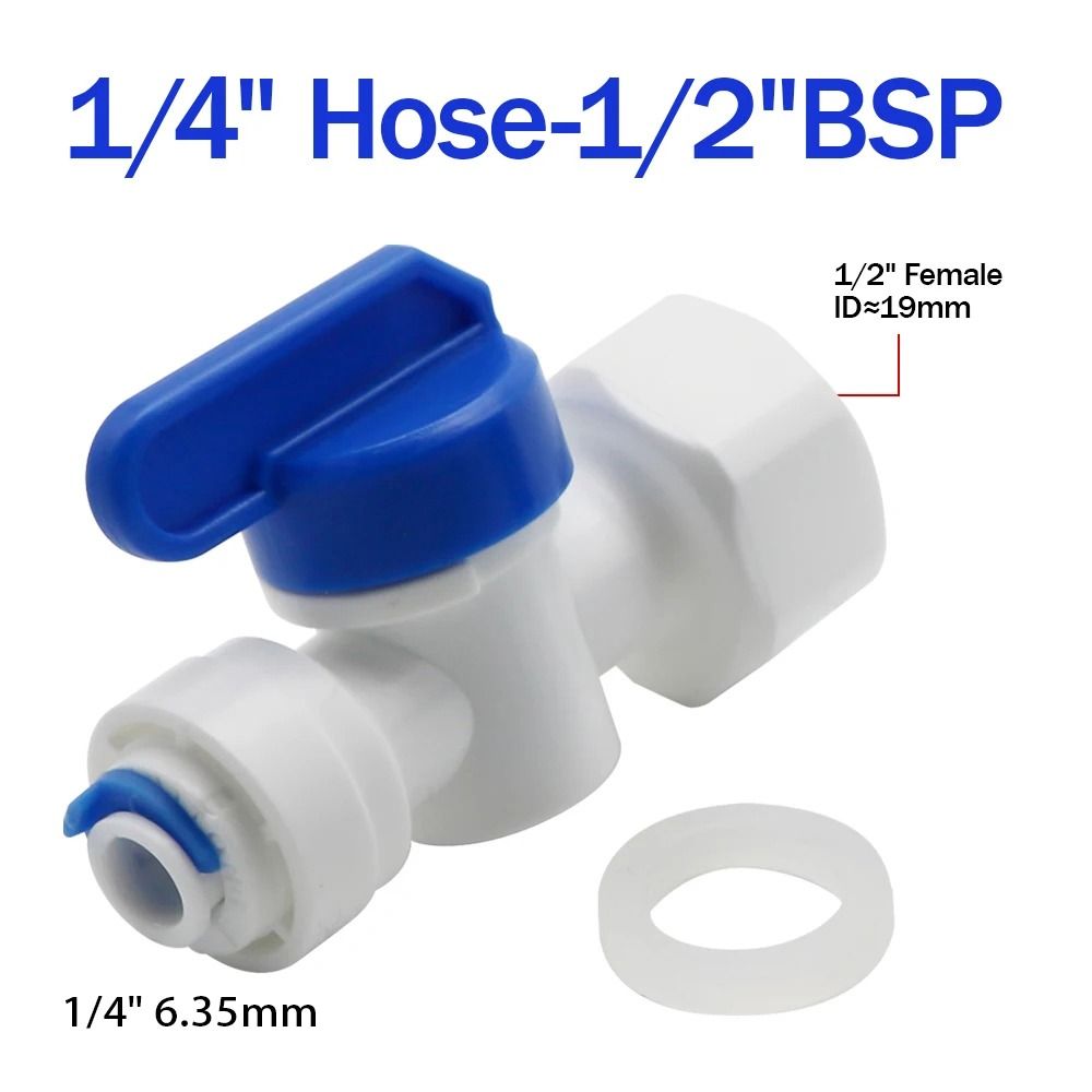 Plastic Kogelkraan 1/4 "3/8" Od Slang Snel Aansluiten Mannelijke Vrouwelijke Draad Mannelijke 1/2 "Vrouwelijke Reveser Osmose Aquarium Fitting: Zilver