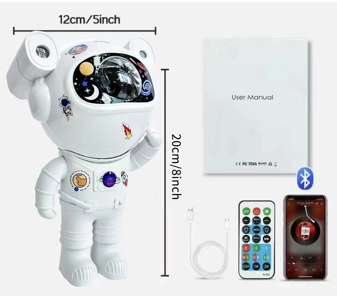 Bluetooth Astronaut Galaxy Projector LED Star Light Aurora Moon Effects Night Light Bedroom Ambiance Speaker Accessories