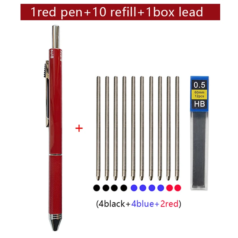 Gravity Sensor 4 In 1 Multicolor Gel Pen Set 0.5mm Black Blue Red Ink Ball Pen and 1 Pencil Lead School Office Stationery: Blue
