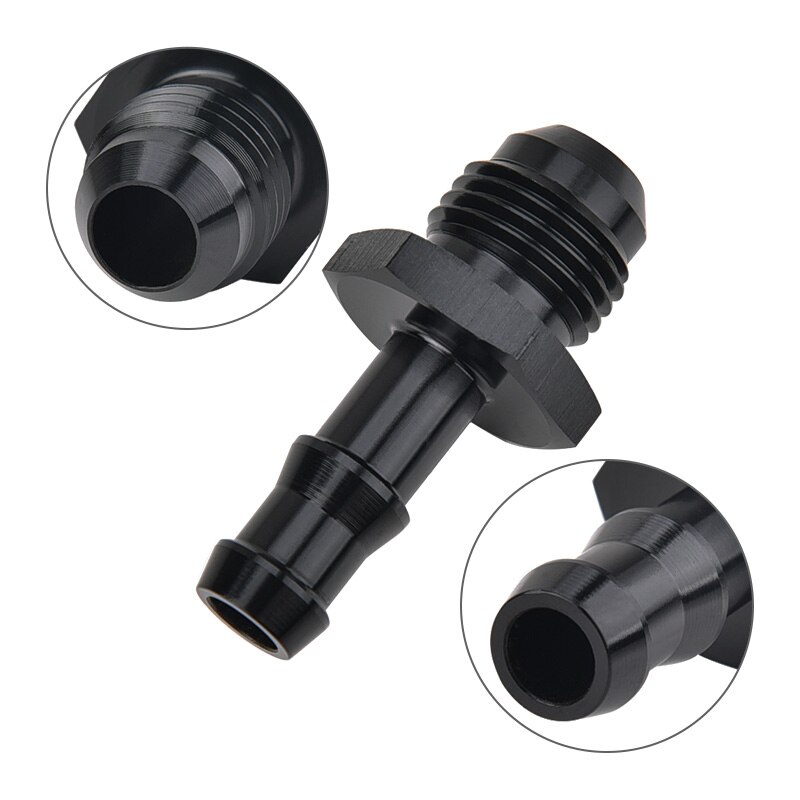evil energy 6AN Flare To 3/8 Aluminum Fuel Fitting 6AN Flare To 5/16 Fittings Adapter Push On Barb Connector Black