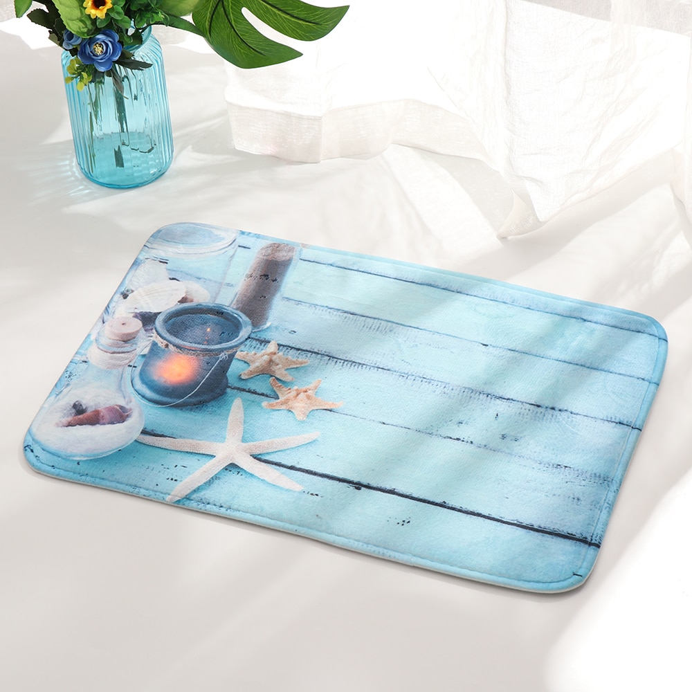 Alfombra de baño de impresión de estilo marino Felpudo de playa estrella de mar estera de suelo alfombra de dormitorio antideslizante alfombra de Tatami suave decoración de casa