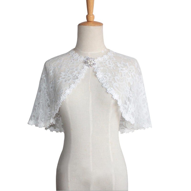 Sort blonde bryllup bolero skuldertræk brude sjal slå om jakke kvinder cape stole frakke mariage bride tilbehør: Sort