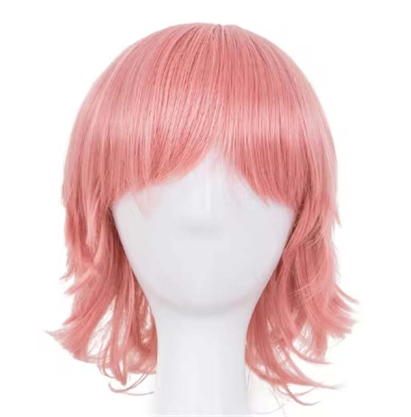 Krótka fioletowa peruka fei-pokazać syntetyczne włókno termoodporne falowane włosy damskie kostiumy damskie kreskówka rola Cos-bawić się kobieta treska
