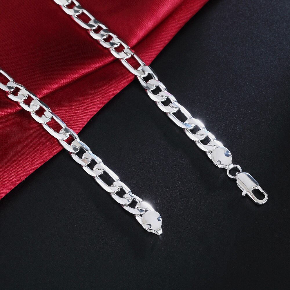 Speciale Aanbieding 925 Sterling Zilveren Ketting Voor Vrouw Mannen 8Mm Platte Geometrie Ketting Party Klassieke sieraden