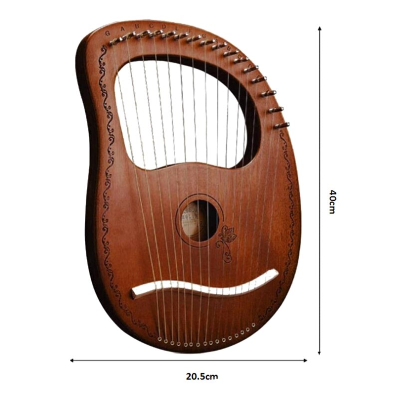 Lyre harpe 16 strenge harpe bærbar lille harpe med holdbare stålstrenge træsnor musikinstrument, træfarve