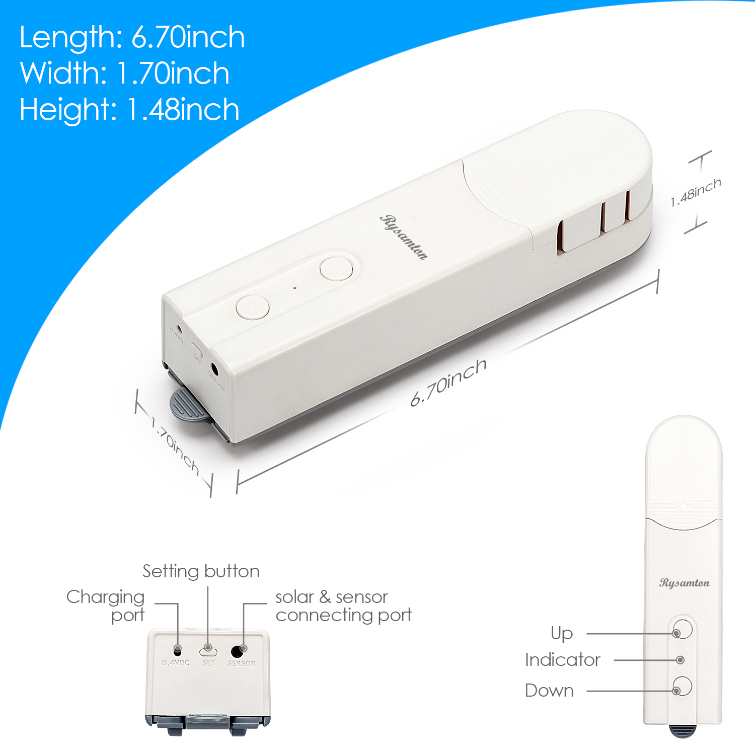 Smart diy motorized roller blinds, stick motor, bluetooth app control, built-in battery, solar panel charging