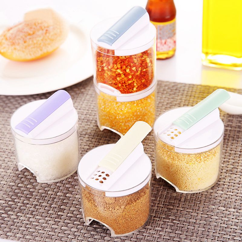 -5pcs/Set Transparante Kruiden Blikjes Keuken Kruidenrek Kruiderij Flessen Peper Shakers Doos