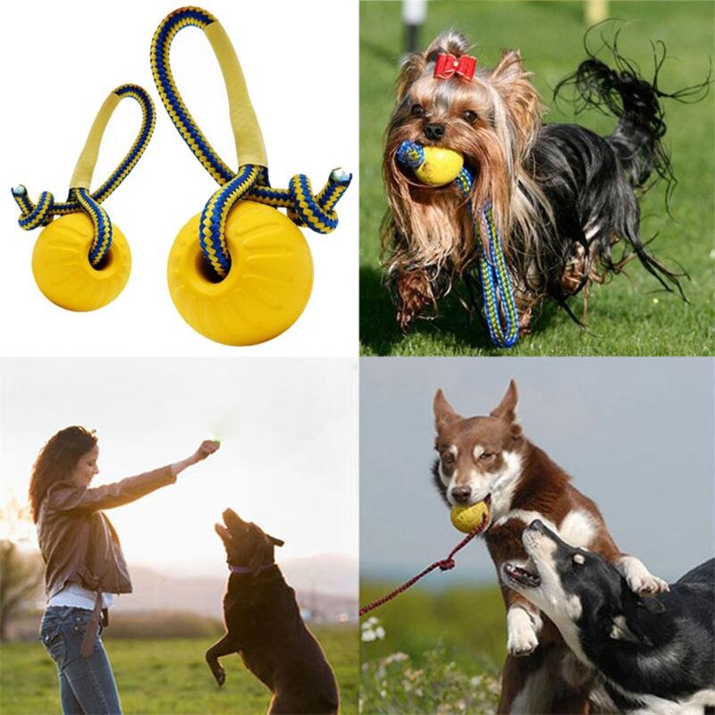 Pettimide 7/9CM en caoutchouc pour animaux de compagnie chien formation mâcher morsure balle jouet Indestructible en plein air jouer chercher interactif corde balle jouets pour chiens