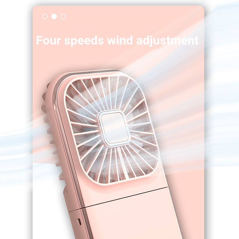 Mini ventilador de mano portátil para exteriores, ventilador de cuello colgante, carga USB, 3000mAh, alimentado por batería 180 ° Ventilador de refrigeración de aire de mesa inalámbrico plegable