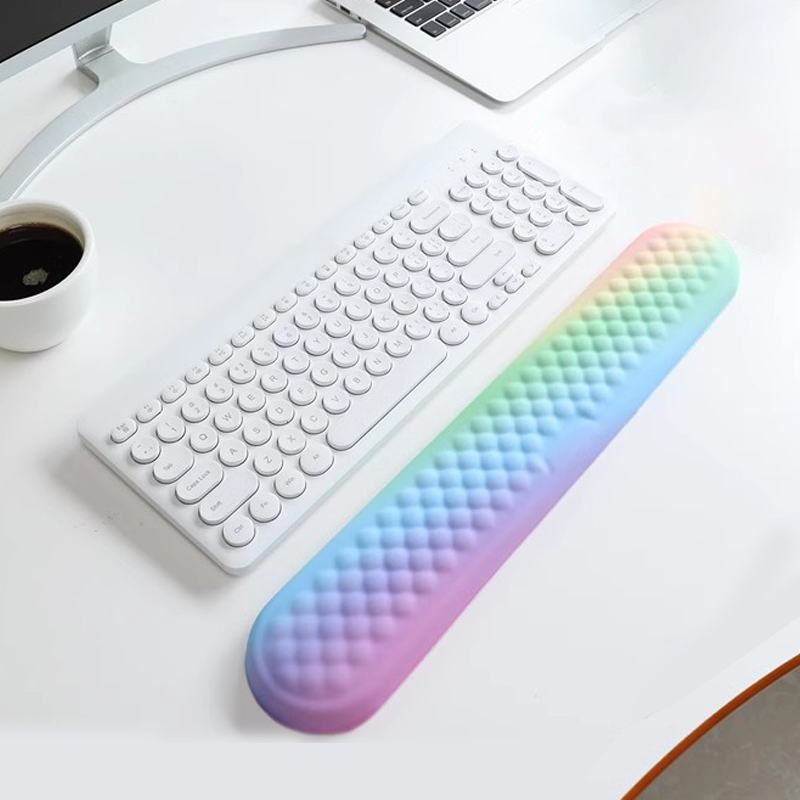 Ergonomisk håndledsstøtte til tastatur og mus, pude i memory foam, slidstærk, skridsikker, blød lycra-støtte for komfortabel skrivning: Mørkegrå