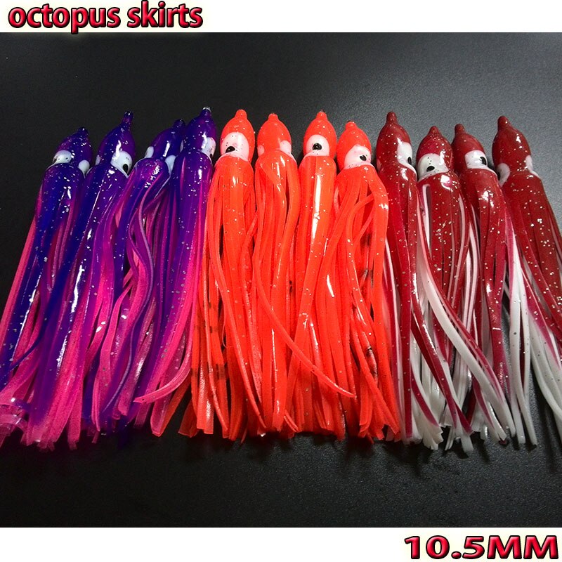 HOTsoft vissen lokken kleur vissen octopus rokken lengte is 10.5 CM nummer: 12 stks/partij rood oranje