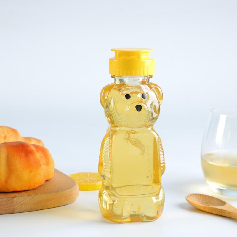 Botellas de plástico para condimentos con forma de oso, botella de extrusión de miel con forma de oso, salsa de miel, dispensador de mermelada de girasoles invertidos, 12 piezas, 240ml