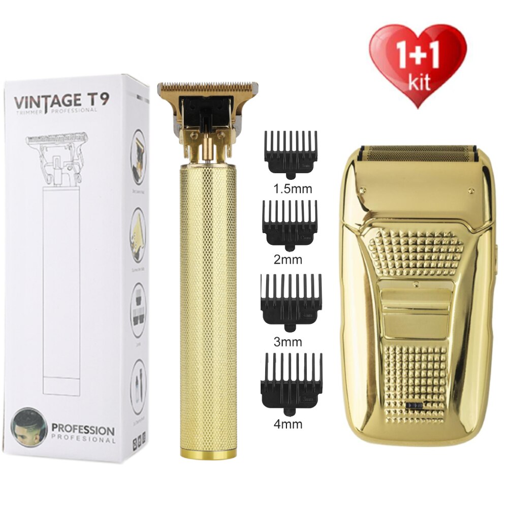 Hair Trimmer Set Tool Electric Hair Clipper Hair 0mm Barber Machine Cordless Haircut Men Cutter Shaver Home Use: gold set