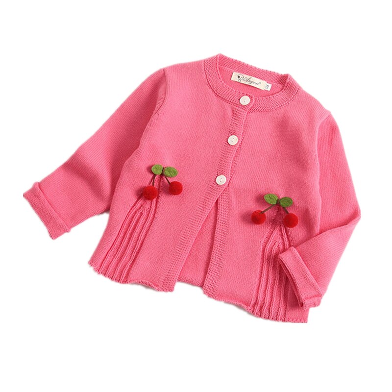 Cárdigan tejido para bebé niña invierno cálido recién nacido sudaderas infantiles cereza manga larga con capucha chaqueta niños ropa trajes: hot pink / 3 años