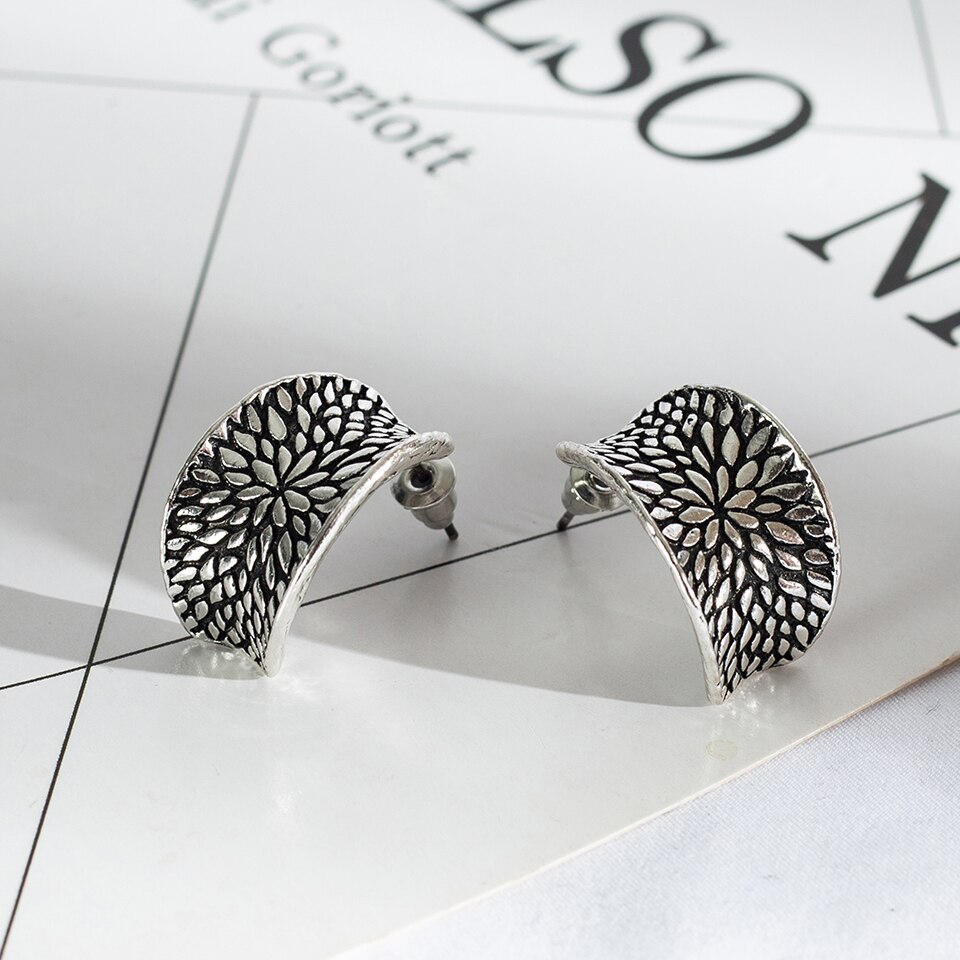 Pendientes de tótem de flores étnicas Vintage para mujer, anillos geométricos para las orejas, joyería, aretes,