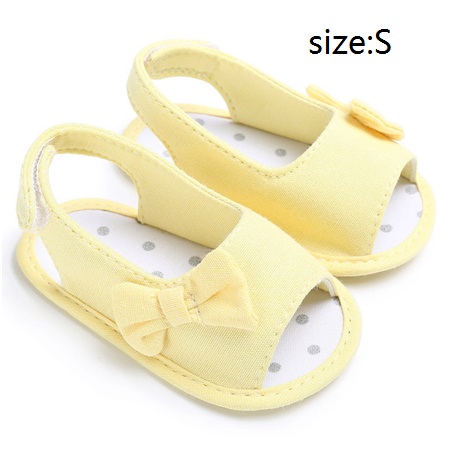 Sandalias de verano para niña con lazo para recién nacido, zapatos informales de princesa para exteriores, suela suave antideslizante para 0-12 meses: Yellow S