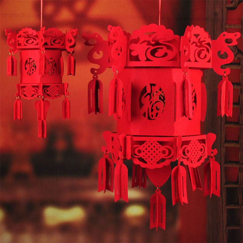 År kinesisk lanterne kinesisk 3d rød lanterne traditionel non-wovenl stof julefest dør til boligindretning