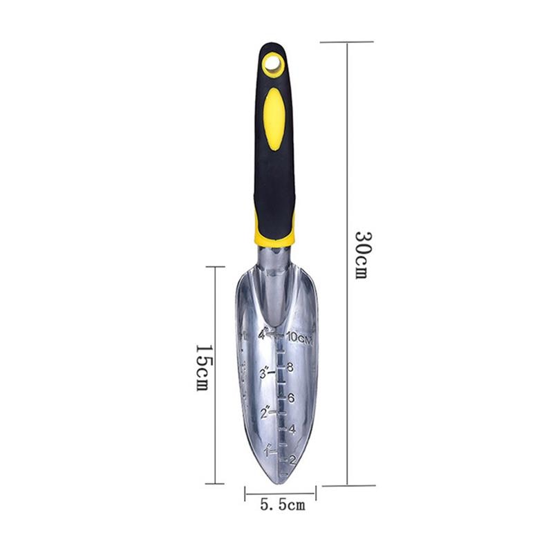 Juego de herramientas manuales de jardinería, rastrillo y pala de mano con escamas para trasplante, deshierbe, cultivador, paleta, herramientas de mango ergonómico antideslizante