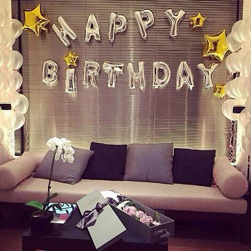 13pcs/set Cute HAPPY BIRTHDAY Alphabet Letters Balloons Party Decoration Engagement Aluminum Foil Membrane Ballons